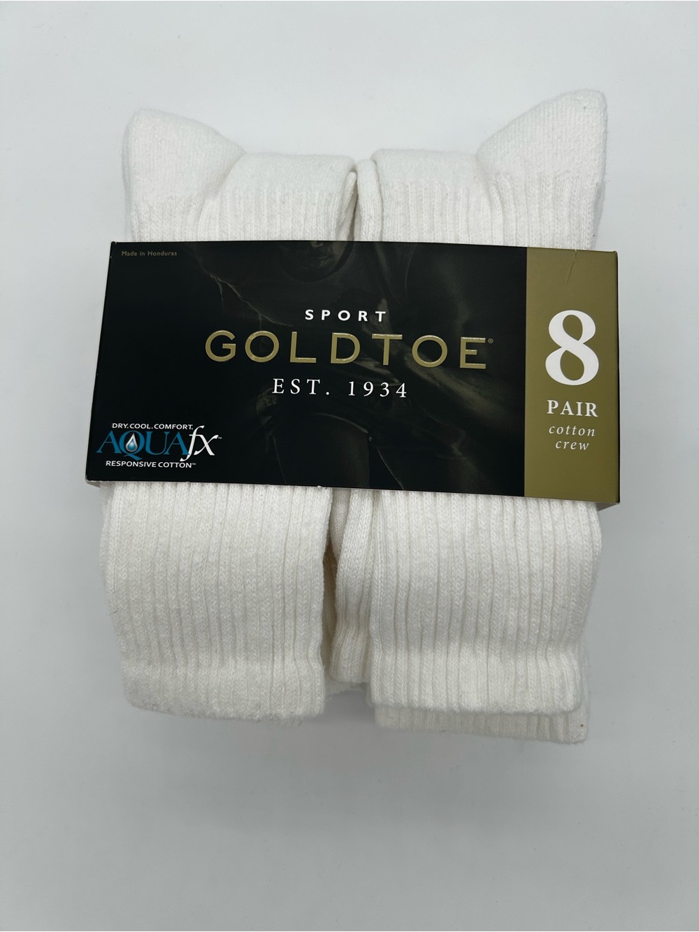 Gold Toe Men’s 8-Pack White Cotton Crew Socks Size 6-12 1/2, NWT